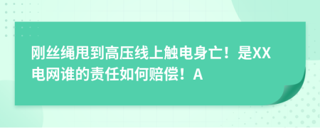 刚丝绳甩到高压线上触电身亡！是XX电网谁的责任如何赔偿！A