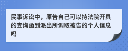 民事诉讼中，原告自己可以持法院开具的查询函到派出所调取被告的个人信息吗