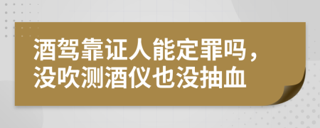 酒驾靠证人能定罪吗，没吹测酒仪也没抽血