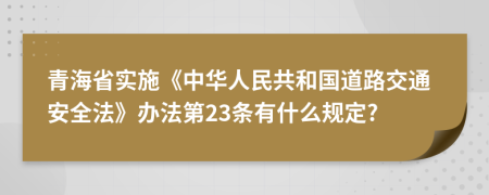 青海省实施《中华人民共和国道路交通安全法》办法第23条有什么规定?