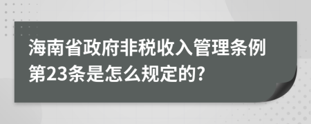 海南省政府非税收入管理条例第23条是怎么规定的?