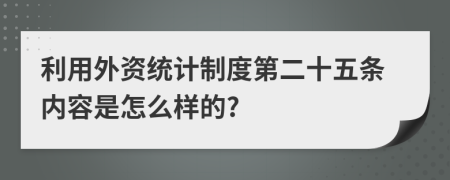 利用外资统计制度第二十五条内容是怎么样的?