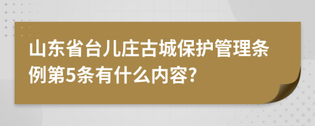 山东省台儿庄古城保护管理条例第5条有什么内容?
