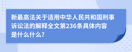 新最高法关于适用中华人民共和国刑事诉讼法的解释全文第236条具体内容是什么什么？