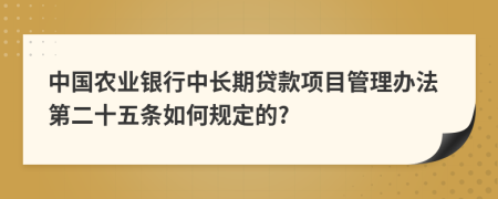 中国农业银行中长期贷款项目管理办法第二十五条如何规定的?