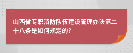 山西省专职消防队伍建设管理办法第二十八条是如何规定的?