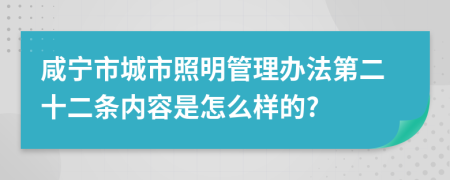 咸宁市城市照明管理办法第二十二条内容是怎么样的?
