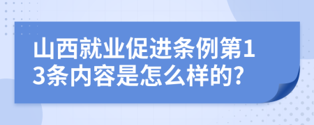 山西就业促进条例第13条内容是怎么样的?