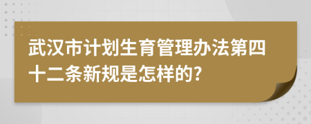 武汉市计划生育管理办法第四十二条新规是怎样的?