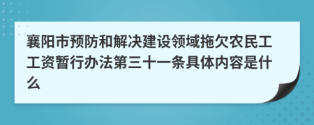襄阳市预防和解决建设领域拖欠农民工工资暂行办法第三十一条具体内容是什么