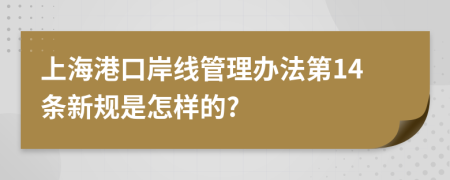 上海港口岸线管理办法第14条新规是怎样的?