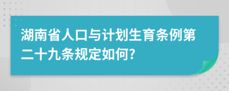 湖南省人口与计划生育条例第二十九条规定如何?