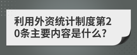 利用外资统计制度第20条主要内容是什么?