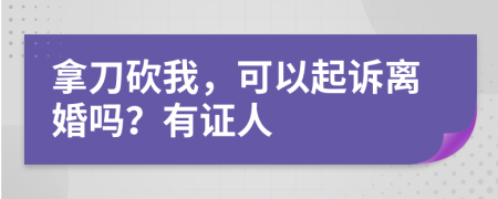 拿刀砍我，可以起诉离婚吗？有证人