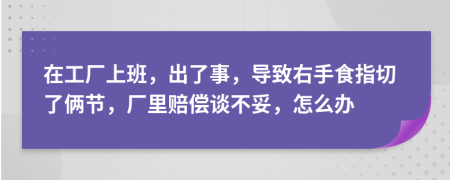 在工厂上班，出了事，导致右手食指切了俩节，厂里赔偿谈不妥，怎么办