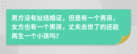 男方没有扯结婚证，但是有一个男孩，女方也有一个男孩，丈夫去世了的还能再生一个小孩吗？