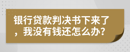 银行贷款判决书下来了，我没有钱还怎么办？