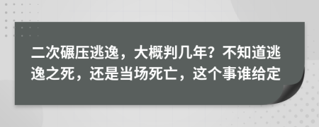 二次碾压逃逸，大概判几年？不知道逃逸之死，还是当场死亡，这个事谁给定