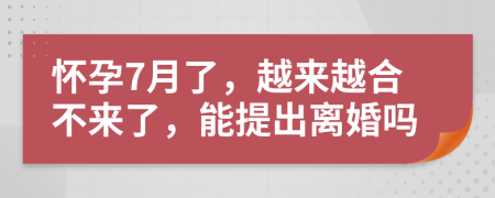 怀孕7月了，越来越合不来了，能提出离婚吗