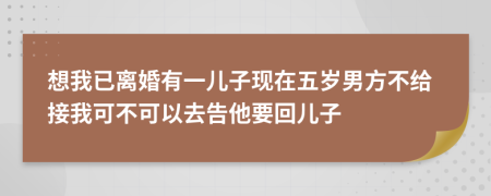 想我已离婚有一儿子现在五岁男方不给接我可不可以去告他要回儿子