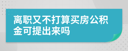 离职又不打算买房公积金可提出来吗