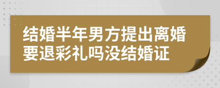 结婚半年男方提出离婚要退彩礼吗没结婚证