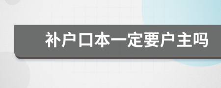 补户口本一定要户主吗