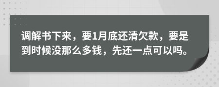 调解书下来，要1月底还清欠款，要是到时候没那么多钱，先还一点可以吗。