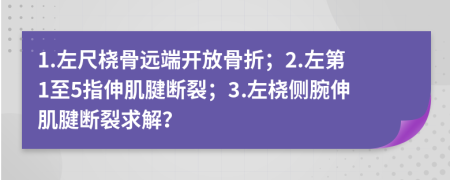 1.左尺桡骨远端开放骨折；2.左第1至5指伸肌腱断裂；3.左桡侧腕伸肌腱断裂求解？