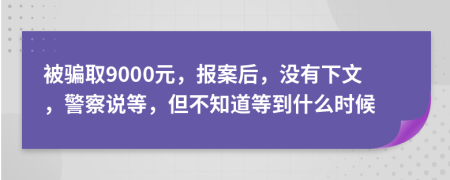 被骗取9000元，报案后，没有下文，警察说等，但不知道等到什么时候