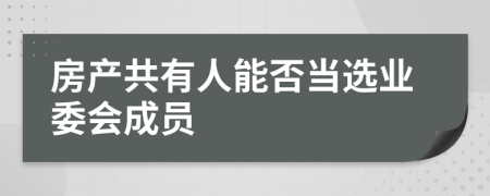 房产共有人能否当选业委会成员