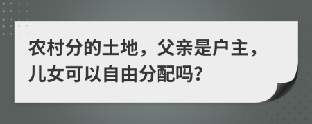 农村分的土地，父亲是户主，儿女可以自由分配吗？