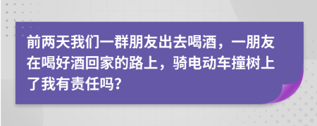 前两天我们一群朋友出去喝酒，一朋友在喝好酒回家的路上，骑电动车撞树上了我有责任吗？