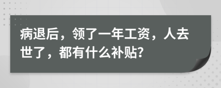 病退后，领了一年工资，人去世了，都有什么补贴？