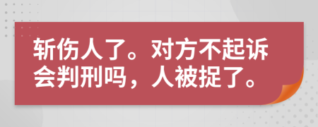 斩伤人了。对方不起诉会判刑吗，人被捉了。