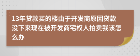 13年贷款买的楼由于开发商原因贷款没下来现在被开发商宅权人拍卖我该怎么办