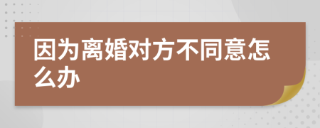 因为离婚对方不同意怎么办