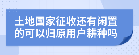 土地国家征收还有闲置的可以归原用户耕种吗