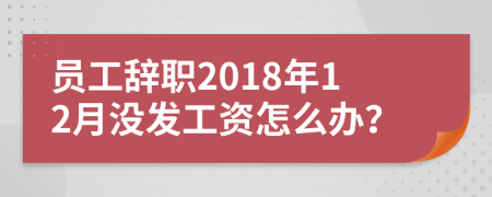 员工辞职2018年12月没发工资怎么办？