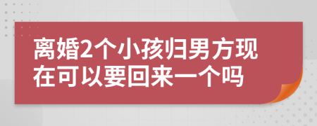 离婚2个小孩归男方现在可以要回来一个吗