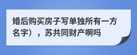 婚后购买房子写单独所有一方名字），苏共同财产啊吗