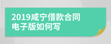 2019咸宁借款合同电子版如何写