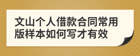 文山个人借款合同常用版样本如何写才有效