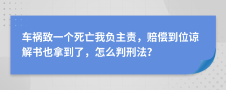 车祸致一个死亡我负主责，赔偿到位谅解书也拿到了，怎么判刑法？