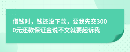 借钱时，钱还没下款，要我先交3000元还款保证金说不交就要起诉我