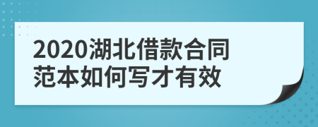 2020湖北借款合同范本如何写才有效