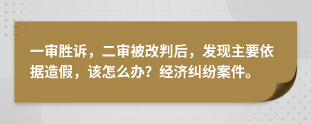 一审胜诉，二审被改判后，发现主要依据造假，该怎么办？经济纠纷案件。