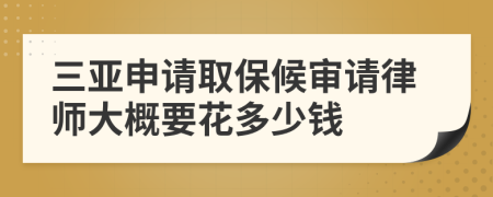 三亚申请取保候审请律师大概要花多少钱