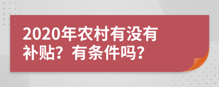 2020年农村有没有补贴？有条件吗？