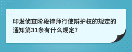 印发侦查阶段律师行使辩护权的规定的通知第31条有什么规定?